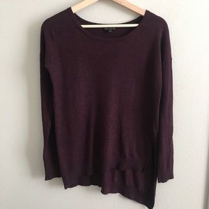 Express asymmetrical merlot sweater